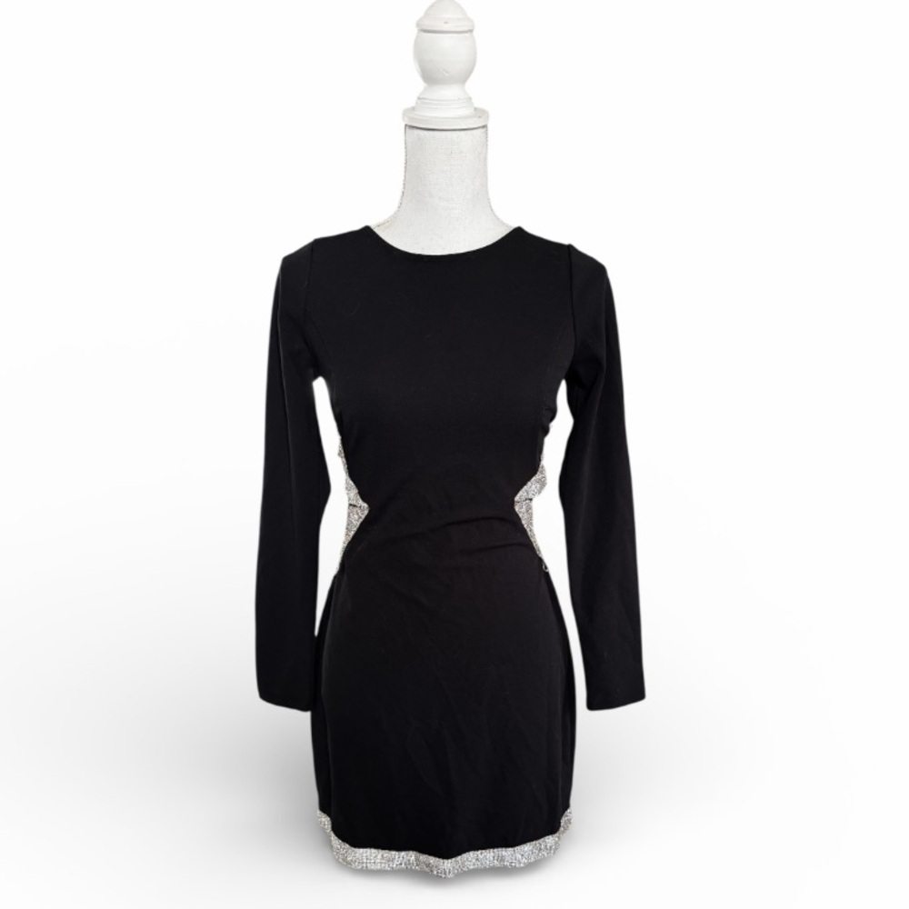 Trixxi Black Dress with Shimmering Silver Lined Cutout Size Small